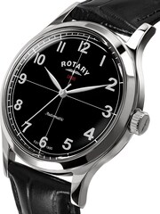 Rotary Black 1895 Automatic Stainless Steel Black Dial Black Leather Strap Watch - Image 2 of 5