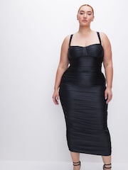 Good American Black Ruched Bust Cup Midi Dress - Image 1 of 4