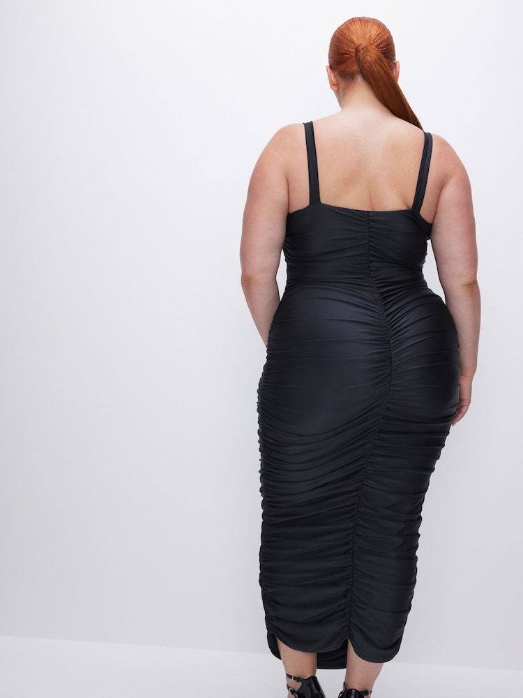 Good American Black Ruched Bust Cup Midi Dress - Image 2 of 4