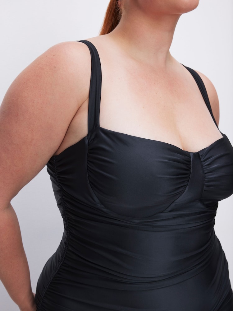 Good American Black Ruched Bust Cup Midi Dress - Image 4 of 4