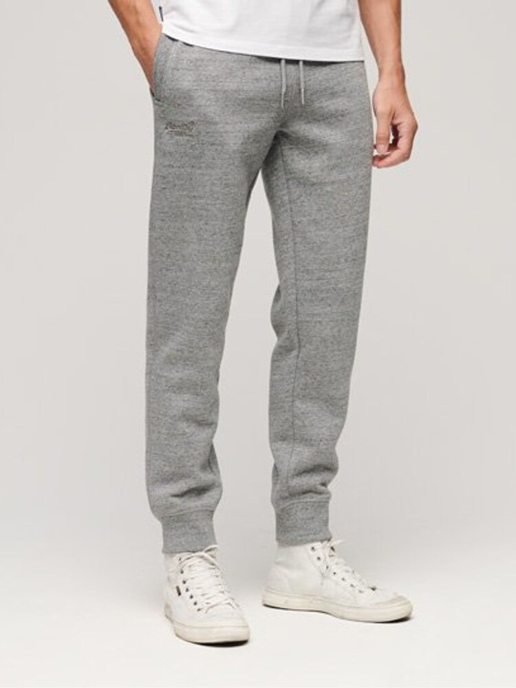 Superdry Grey Essential Logo 100% Cotton Joggers - Image 1 of 6