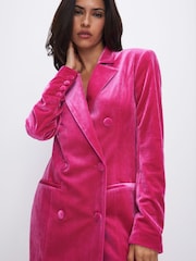 Good American Pink Mini Velvet Exec Blazer Dress - Image 1 of 8