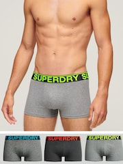 Superdry Grey/Black Cotton Trunks 3 Pack - Image 1 of 5