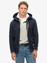Superdry Blue Navy Essential Logo Zip-Up Hoodie - Image 1 of 6