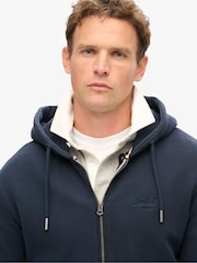Superdry Blue Navy Essential Logo Zip-Up Hoodie - Image 3 of 6