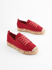 Red Forever Comfort® Espadrille Toe Cap Lace-Up Trainers - Image 1 of 1