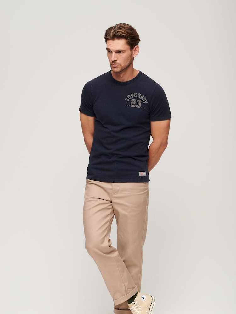 Superdry Blue 100% Cotton Vintage Athletic Short Sleeve T-Shirt - Image 2 of 5