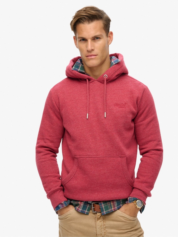 Superdry Pink Essential Slim Fit Logo Hoodie - Image 1 of 1 Superdry Pink Essential Slim Fit Logo Hoodie - Image 1 of 1