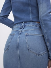 Good American Blue Split Front Midi Skirt - Image 2 of 5