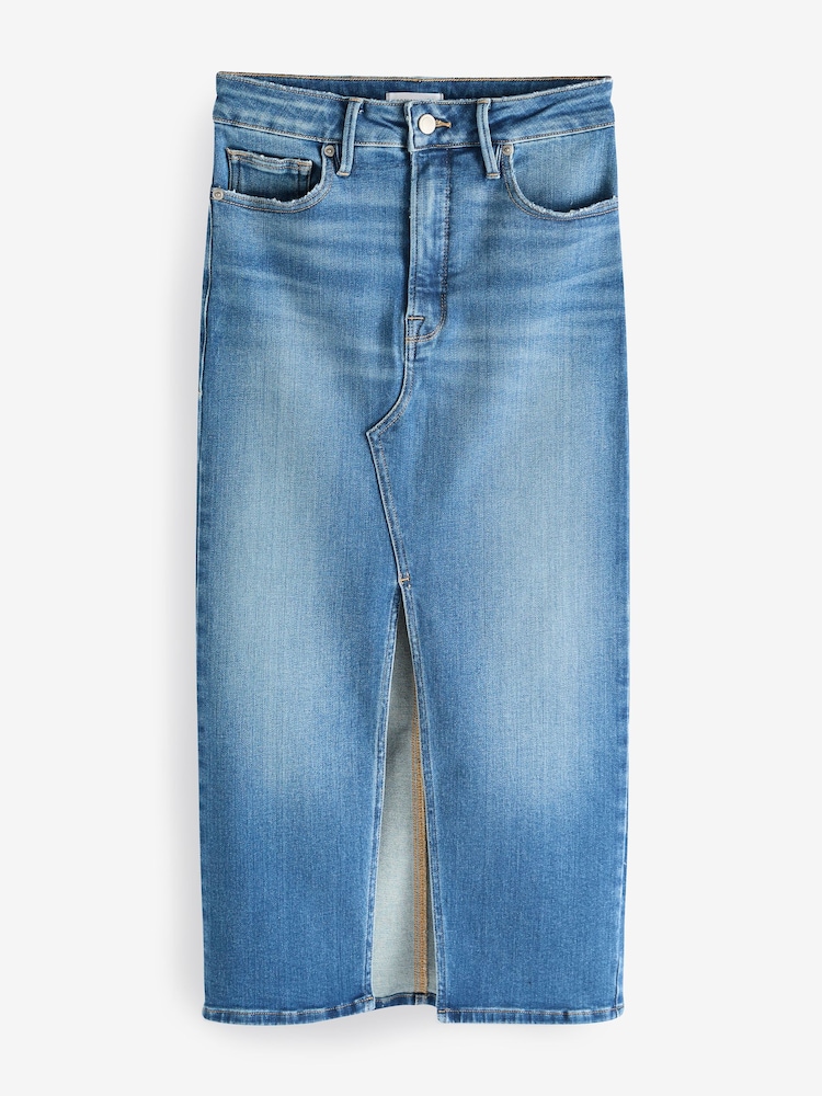 Good American Blue Split Front Midi Skirt - Image 5 of 5