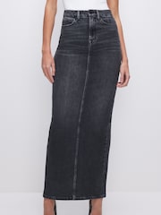Good American Black Denim Tube Maxi Skirt - Image 1 of 7