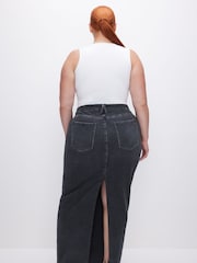 Good American Black Denim Tube Maxi Skirt - Image 6 of 7
