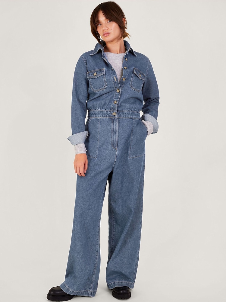Monsoon Blue Etta Wide-Leg Jumpsuit - Image 1 of 5