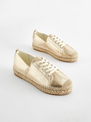 Gold Forever Comfort® Espadrille Toe Cap Lace-Up Trainers - Image 3 of 8