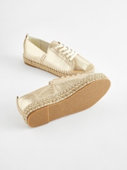 Gold Forever Comfort® Espadrille Toe Cap Lace-Up Trainers - Image 8 of 8