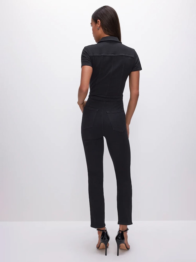 Good American Black Fit For Success Denim Jumpsuit - Image 2 of 6