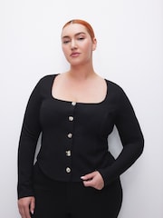Good American Black Ponte Button Corset Top - Image 4 of 6