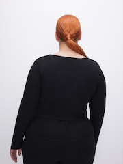 Good American Black Ponte Button Corset Top - Image 5 of 6