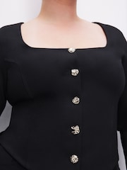 Good American Black Ponte Button Corset Top - Image 6 of 6