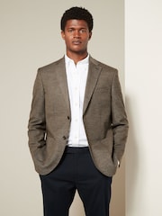 Brown Regular Fit Textured Smart Blazer - Image 1 of 11