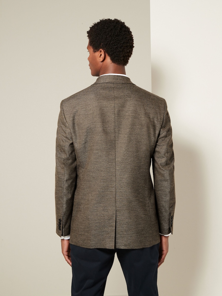 Brown Regular Fit Textured Smart Blazer - Image 2 of 11
