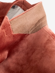 Rust Brown Slim Fit Self Lapel Velvet Blazer - Image 8 of 10