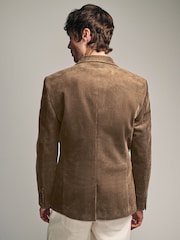 Neutral Brown Regular Fit Textured Corduroy Blazer - Image 2 of 11