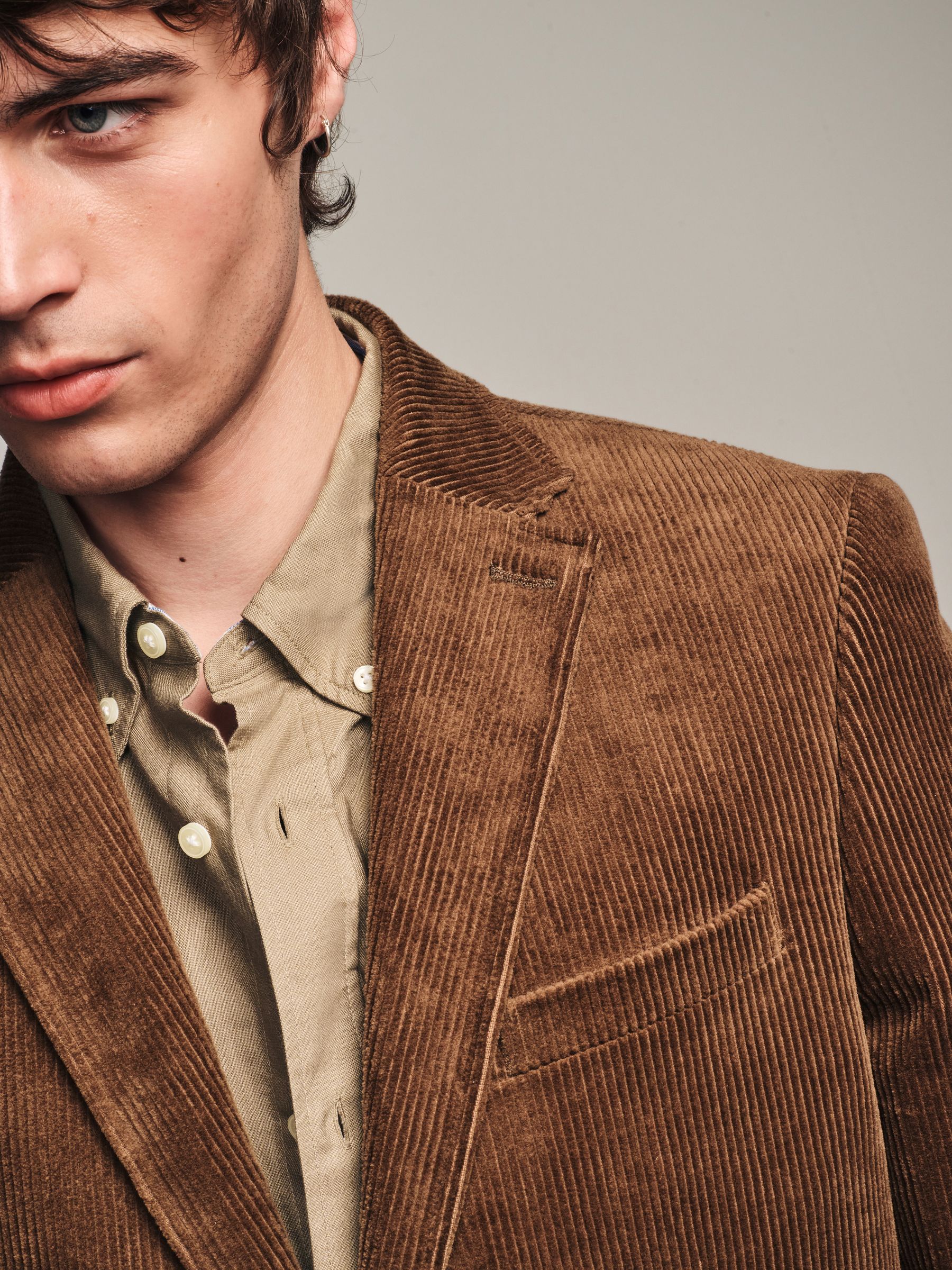 Buy Neutral Brown Regular Fit Cord Blazer from Next USA