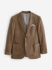 Neutral Brown Regular Fit Textured Corduroy Blazer - Image 6 of 11