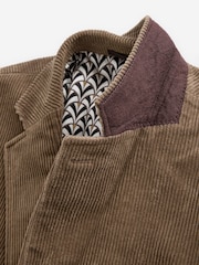 Neutral Brown Regular Fit Textured Corduroy Blazer - Image 8 of 11