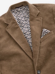 Neutral Brown Regular Fit Textured Corduroy Blazer - Image 9 of 11