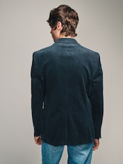 Navy Blue Regular Fit Textured Corduroy Blazer - Image 3 of 10