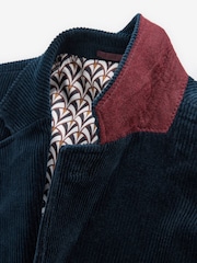 Navy Blue Regular Fit Textured Corduroy Blazer - Image 6 of 10
