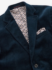 Navy Blue Regular Fit Textured Corduroy Blazer - Image 7 of 10