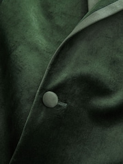 Khaki Green Regular Fit Self Lapel Velvet Blazer - Image 10 of 11