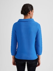 Hobbs Blue 100% Cotton Camilla Cable Jumper - Image 2 of 4