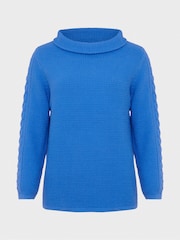 Hobbs Blue 100% Cotton Camilla Cable Jumper - Image 4 of 4
