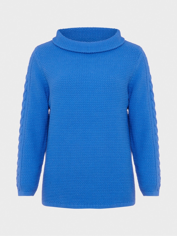 Hobbs Blue 100% Cotton Camilla Cable Jumper - Image 4 of 4