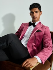 rose fuchsia - Slim Fit (Slim Fit) - Self Velours à revers Blazer - Image 1 of 11