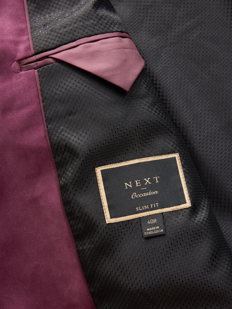 rose fuchsia - Slim Fit (Slim Fit) - Self Velours à revers Blazer - Image 9 of 11