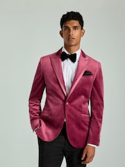 rose fuchsia - Slim Fit (Slim Fit) - Self Velours à revers Blazer - Image 4 of 11