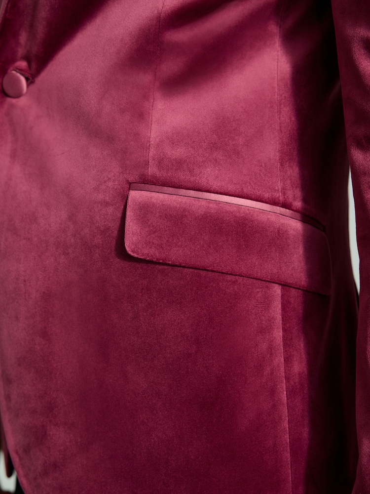 rose fuchsia - Slim Fit (Slim Fit) - Self Velours à revers Blazer - Image 7 of 11