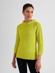 Hobbs Green 100% Cotton Camilla Cable Jumper - Image 2 of 5