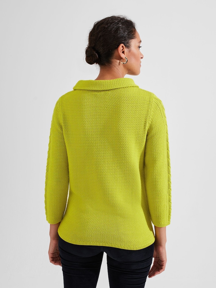 Hobbs Green 100% Cotton Camilla Cable Jumper - Image 3 of 5