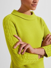 Hobbs Green 100% Cotton Camilla Cable Jumper - Image 4 of 5