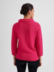 Hobbs Pink 100% Cotton Camilla Cable Jumper - Image 2 of 4
