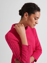 Hobbs Pink 100% Cotton Camilla Cable Jumper - Image 3 of 4