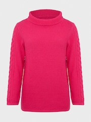Hobbs Pink 100% Cotton Camilla Cable Jumper - Image 4 of 4