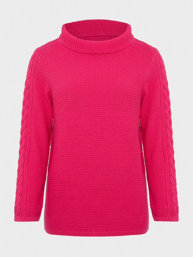 Hobbs Pink 100% Cotton Camilla Cable Jumper - Image 4 of 4