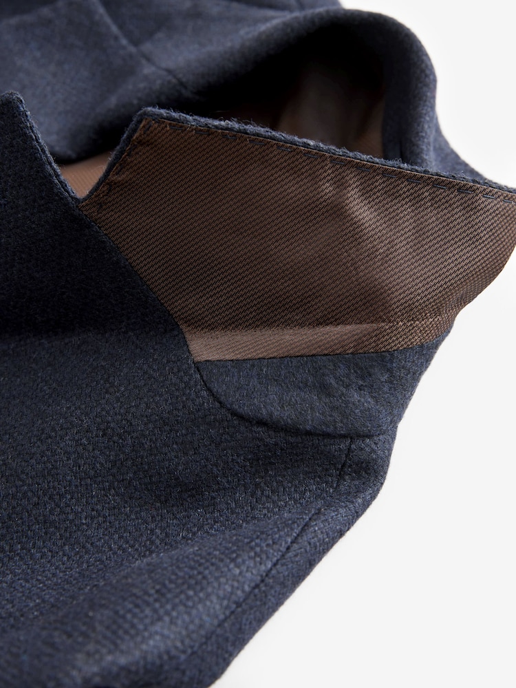 Navy Blue Nova Fides Signature Textured Wool Blazer - Image 12 of 12